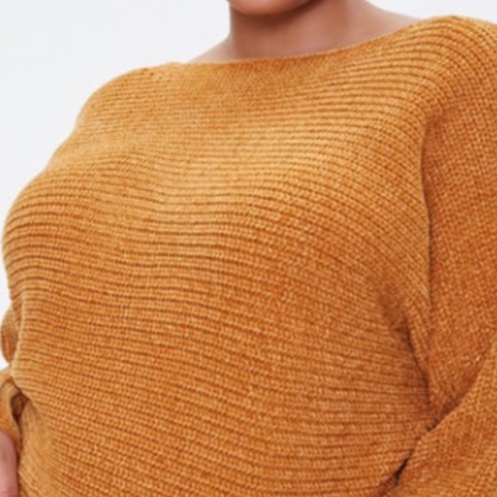 Forever 21 Amber Cable Knit Drop Sleeve Sweater(M)